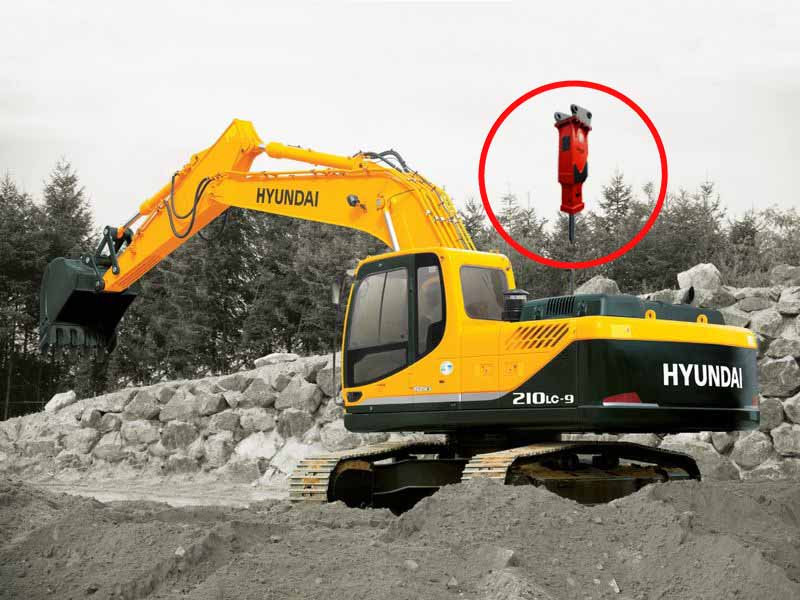 Аренда экскаватора Hyundai R210NLC-9S с гидромолотом